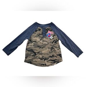 Epic Threads Boys Size 2T Green Camo Gray Long Sleeve Adventure Tee